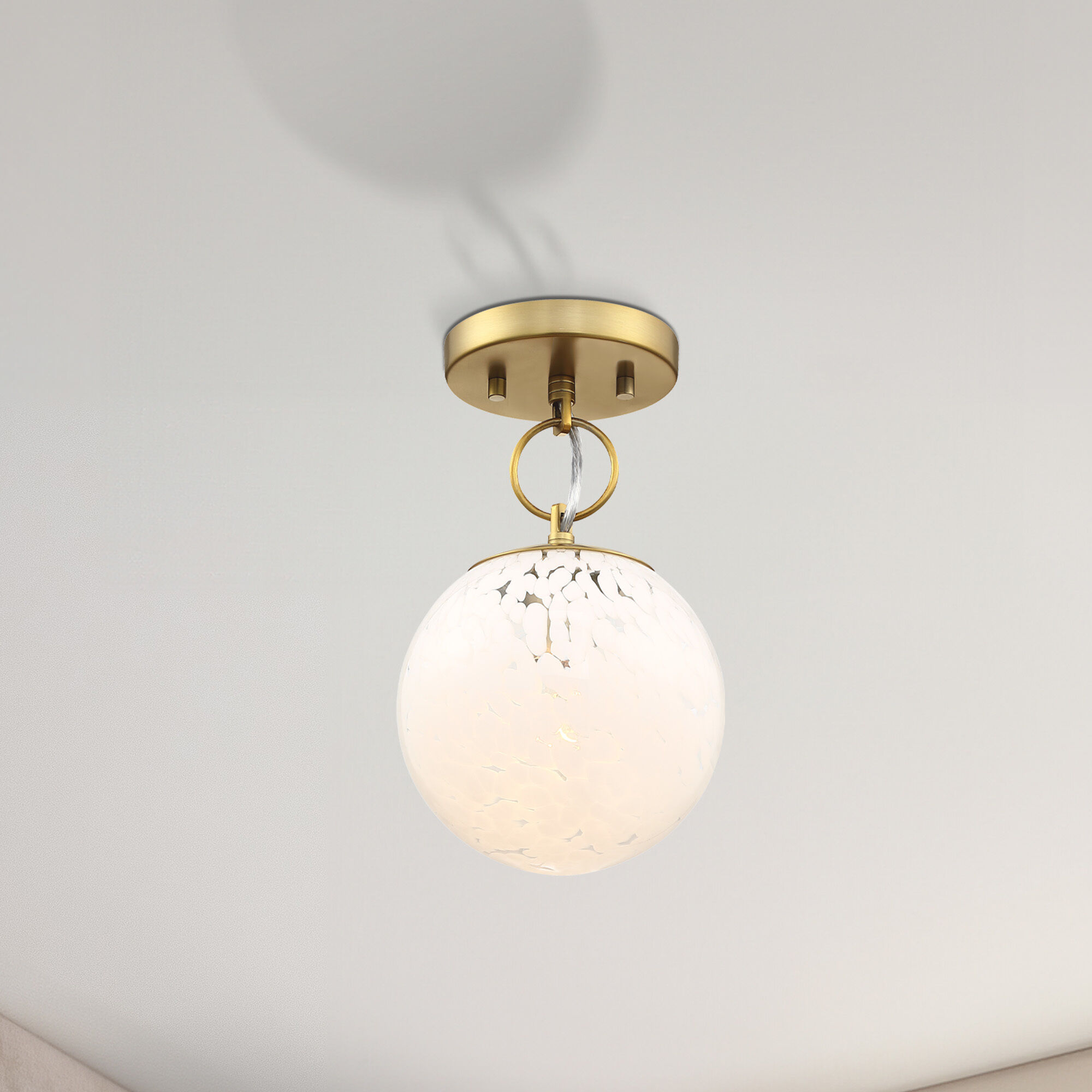 Wine Flower 1 Light 7 inch Brushed Gold Semi Flush Mount Ceiling Light